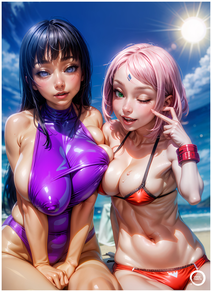 Rule 34 – 2girls ai generated big breasts bikini blue hair byakugan cleavage female friends green eyes huge breasts hyuuga hinata long hair naruto naruto: the last naruto (classic) naruto (series) naruto shippuden pink hair sakura haruno short hair small breasts swimsuit thighs tiny breasts yametastudio | 10703465