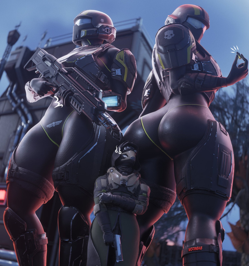 Rule 34 – 1boy 2girls 3d 3d (artwork) ass big ass big butt butt clothed clothed female clothed male from behind from behind position from front position front view giantess gun guns height difference helldiver (helldivers) helldivers 2 larger female outnumbered size difference smaller male thick thighs thighs weapon weapons wotm8h8 | 10491932