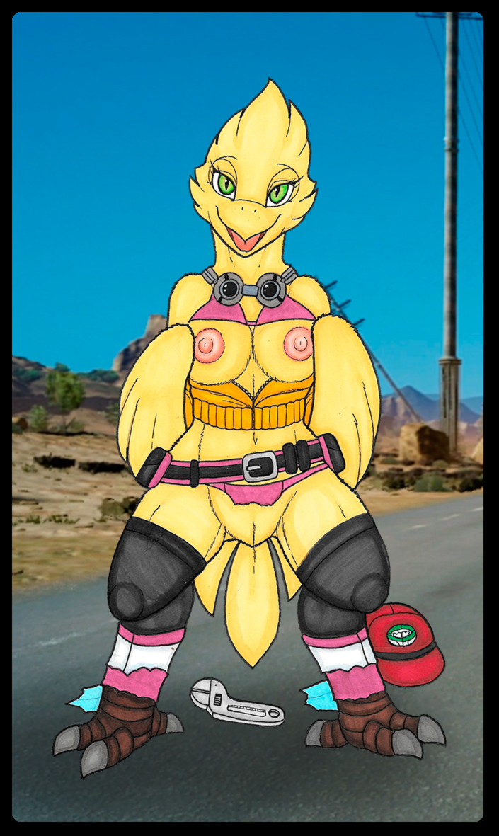 Rule 34 – 3 toes after transformation anthro avian avian feet bare shoulders barefoot beak belt big breasts bird black border border bottomless bra breasts chocobo cindy aurum claws clothed clothing desert detailed background digitigrade enjoying erect nipples eyelashes eyewear feathered wings feathers feet female final fantasy final fantasy xv footwear front view genitals goggles goggles around neck green eyes hand on breast happy hat headgear headwear huge breasts ivanks looking at viewer mental transformation mostly nude mountain navel nipples non-mammal breasts non-mammal nipples open mouth outside panties pink bra pink clothing pink panties pink underwear plant pupils pussy road screencap screencap background sky slit pupils solo species transformation spread legs spreading square enix standing sweater tail tail feathers thick thighs toe claws toes tongue tongue out tools topless topwear torn clothing torn footwear torn panties torn underwear transformation tree underwear utility pole winged arms wings wrench yellow body yellow feathers | 10956906