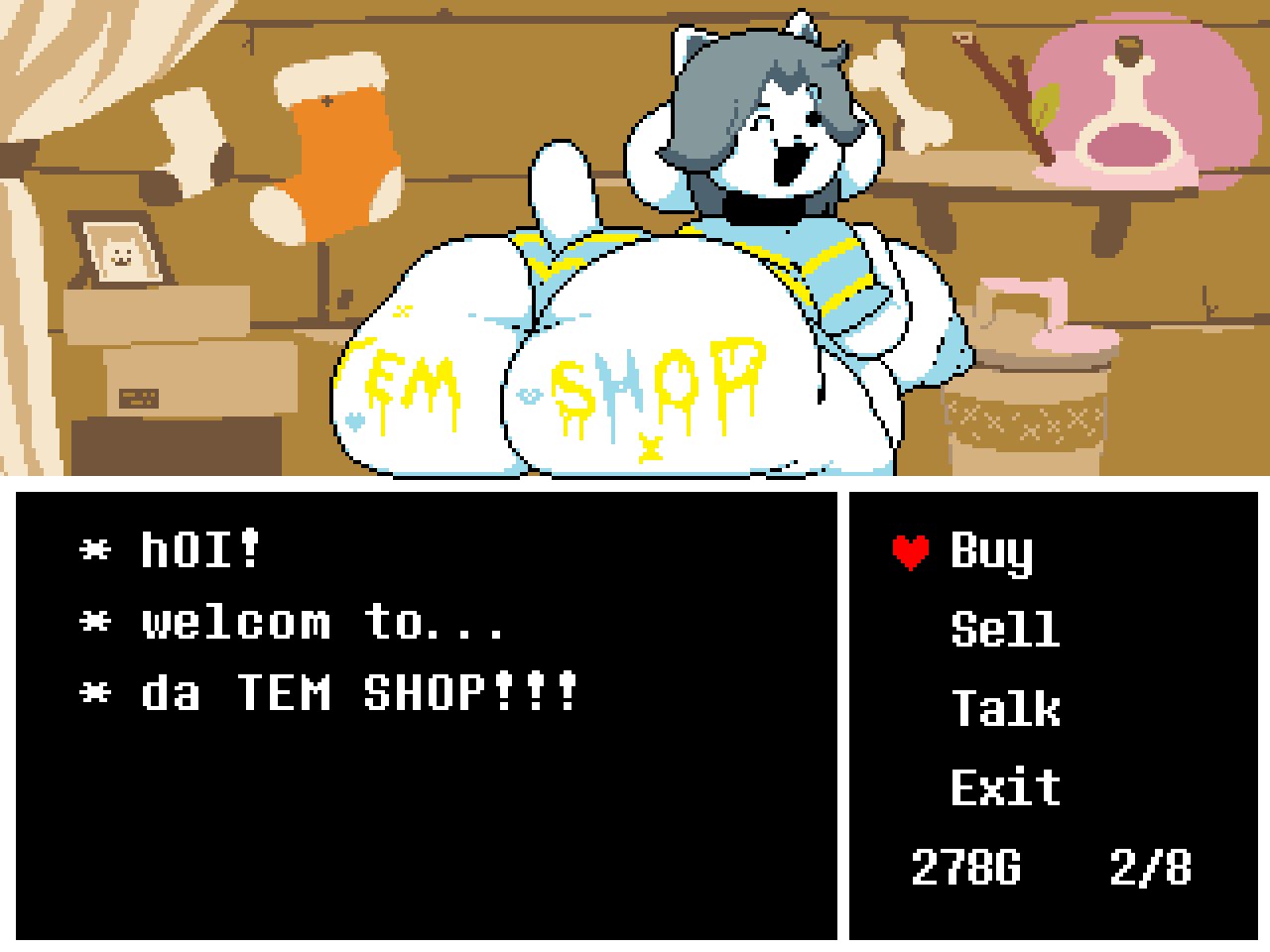 Rule 34 – 1girls 2d accurate art style big ass big breasts breasts bubble butt caption chip at night color edit english text fake screenshot female female only gameplay mechanics huge ass in-game background pixel art pixelated shirt shop solo sprite sprite art sprite edit striped shirt tagme talking talking to viewer tem shop temmie (undertale) text thick thighs undertale undertale (series) wide hips writing writing on ass writing on body | 9457586