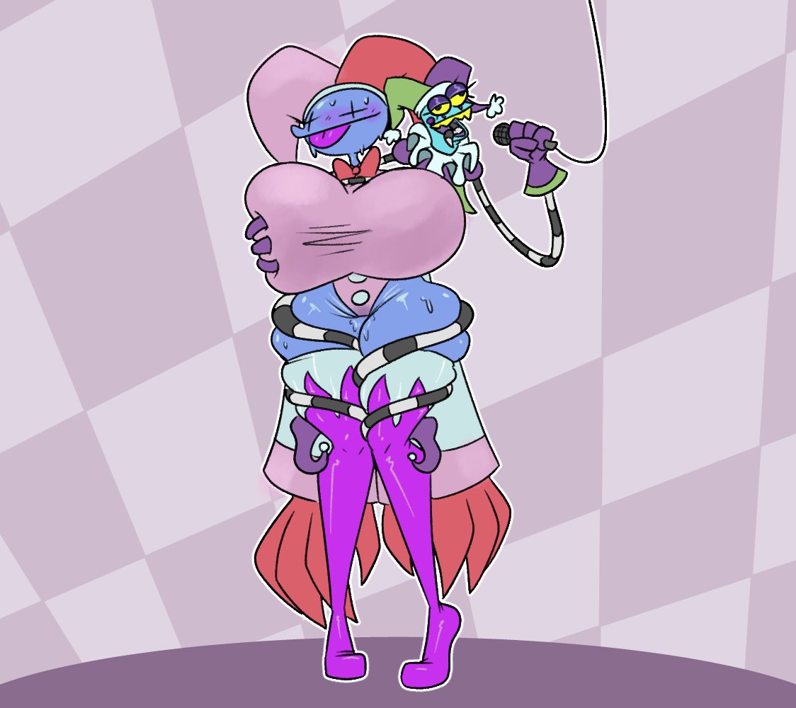 Rule 34 – 1boy 2020s 2021 blue skin blush bowtie breasts bigger than head claws clown clown costume clown girl female groping breast groping from behind humanoid jester hat labba the clown labbatheclown large breasts leotard mr. cottonmouth non-human puppet rubberhose sharp teeth stripes sweat thick thighs thighhighs tongue out unusual eyes wrapped around another yellow eyes | 10895077