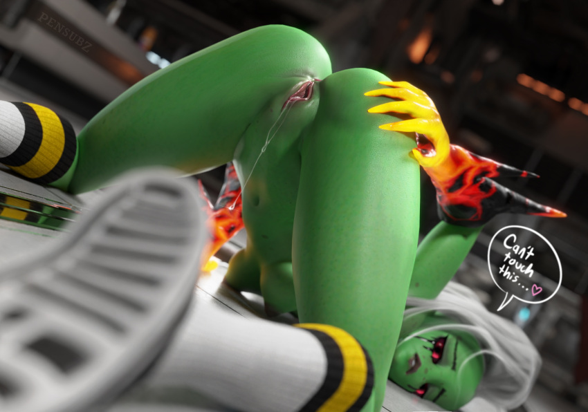 Rule 34 – 1girls 3d boobs dialogue face down ass up female focus green skin looking at viewer looking back lord dominator pensubz presenting pussy juice pussy juice drip red eyes socks solo solo female speech bubble spread ass spread pussy spreading text text bubble vulva wander over yonder wet pussy white hair | 10904118