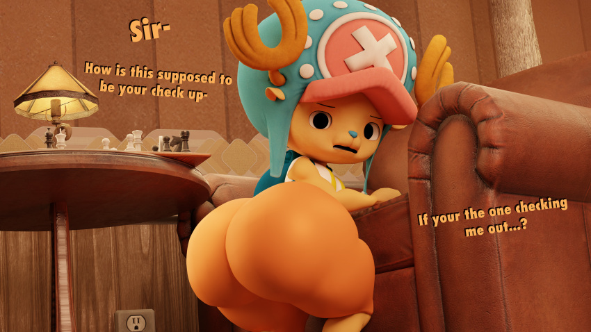 Rule 34 – 3d 3d (artwork) 4k absurd res aidenz anime anthro antlers backpack big ass big butt black eyes blender blue nose bubble ass bubble butt chopper confused confused expression confused face confusion dialogue doctor femboy femboy focus femboy only feminine feminine body feminine male feminine pose furry gay girly hands on chair hat hooves human human on anthro human on furry large ass larger human leather chair looking at viewer looking back male male/male male focus male only oblivious one piece reindeer shorts shortstack showing ass smaller anthro striped clothing talking talking to viewer text tony tony chopper | 10957262