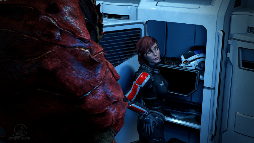 Rule 34 – 1boy 3d armour blender (software) commander shepard female femshep locker room mass effect red hair surprised twistedraven urdnot wrex | 10918869
