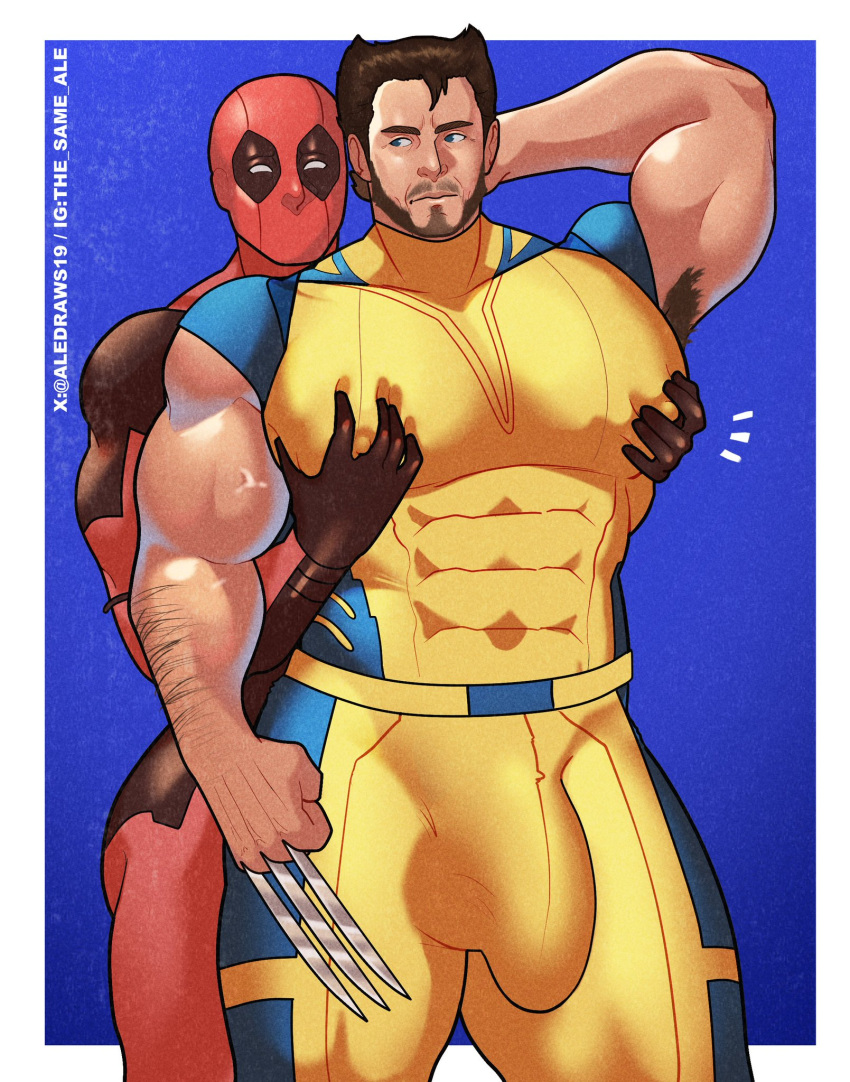 Rule 34 – abs aledraws19 bara big bulge big pecs bulge deadpool deadpool & wolverine (2024) erection under clothes gay grope grope from behind groping male male focus male only marvel marvel comics mask masked masked male muscular muscular male nipples visible through clothing pecs pecs grab wolverine (x-men) x-men yaoi | 11054832