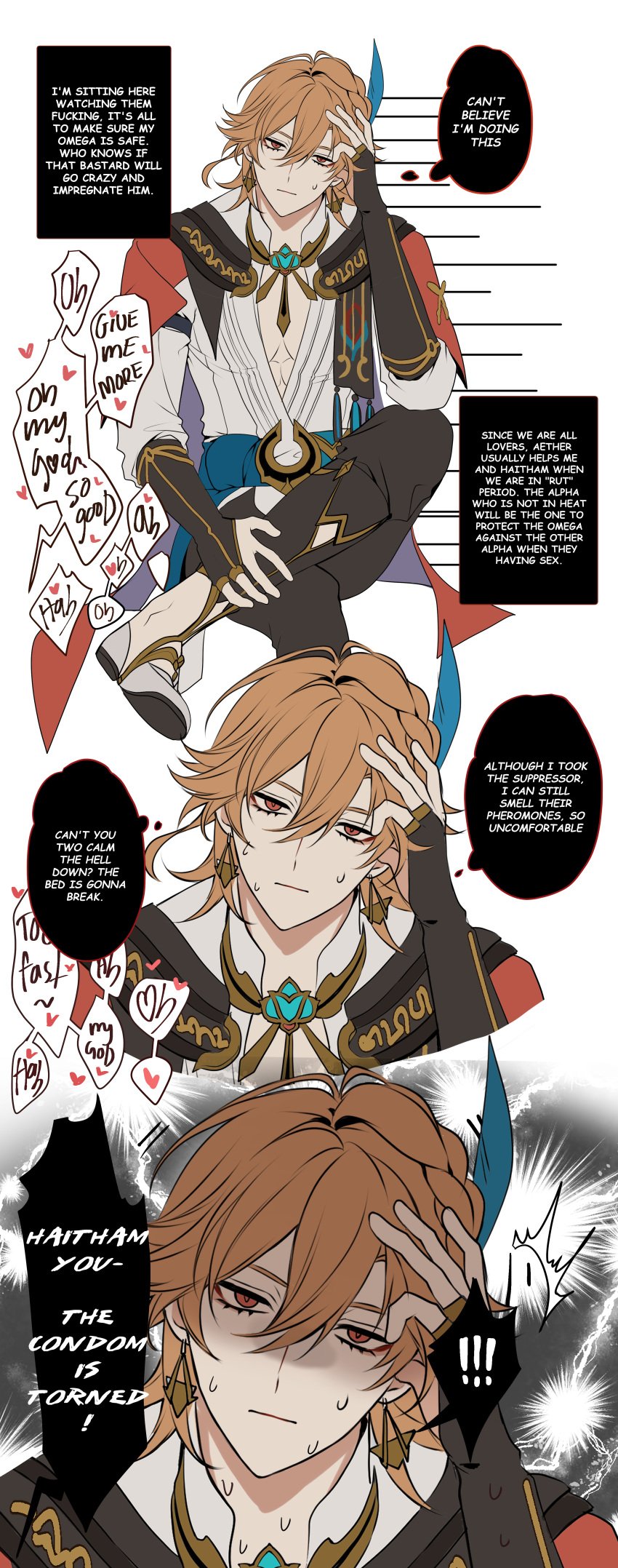 Alhaitham's hand gently stroked Kaveh's hair a silent promise of future nights like this