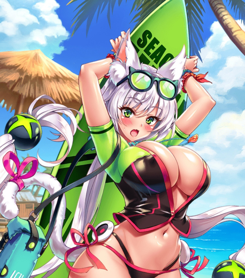 Rule 34 - Alizee (project Qt) Cat Ears Cat Tail Catgirl Huge Breasts  Looking At Viewer Nutaku Pov Project Qt Shocked Swimsuits Swimwear Tight  Clothing Twintails White Hair | 10992700