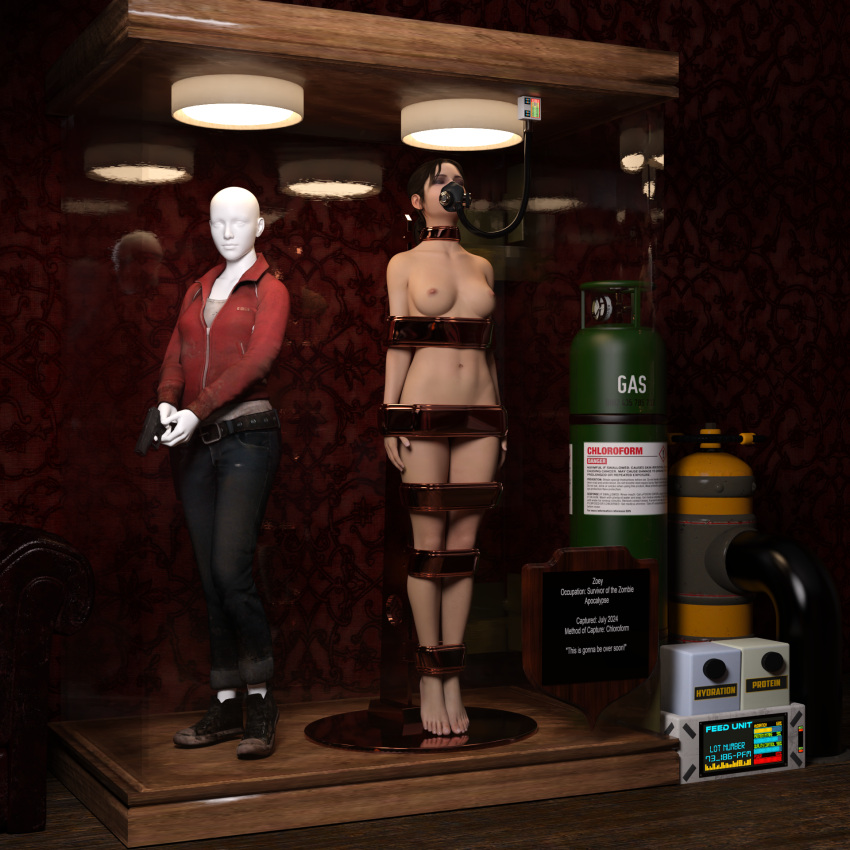 Rule 34 – 3d bondage bound bound arms bound legs brown hair left 4 dead mannequin nude nude female oldmanjaay trophy case zoey (left 4 dead) | 10894522