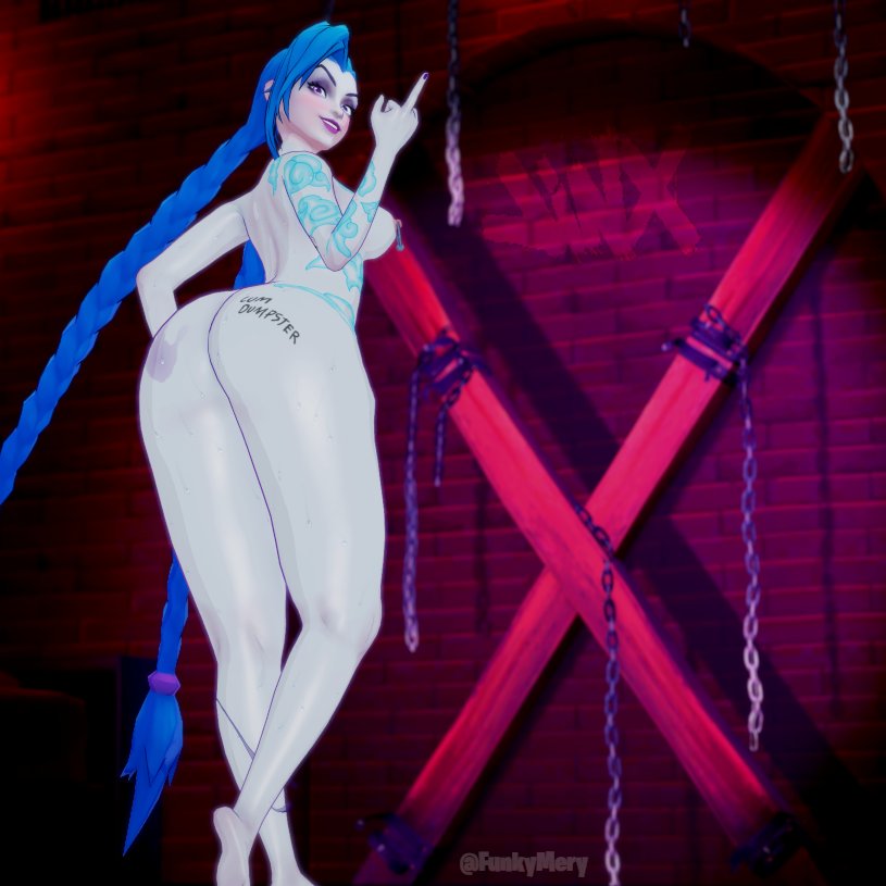 Rule 34 – 1girls 3d 3d (artwork) alternative body build arcane ass ass focus big breasts blue eyes blush breasts cum dumpster female female focus female only flipping off funkymery hand on hip huge ass jinx (league of legends) koikatsu league of legends long hair looking at viewer looking back middle finger nipple piercing nipples nude nude female purple lipstick riot games sex dungeon smile smiling at viewer solo solo female solo focus tattoo on arm tattooed arm tattoos watermark writing on ass writing on body | 11794829