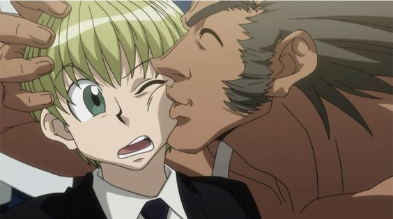Rule 34 – 2boys anime screencap bara daddy daddy and twink dark-skinned male dark skin funny gay grabbing green eyes green hair height difference hunter x hunter kissing kissing cheek male male/male male only manly muscular muscular male shalnark size difference spiky hair suit twink twink and daddy uvogin yaoi | 11741824