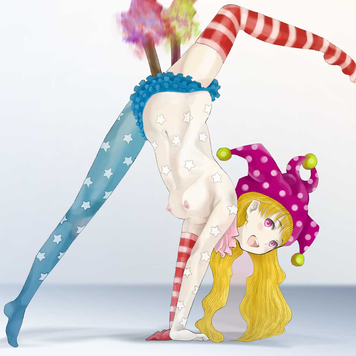 Rule 34 – american flag american flag legwear american flag print anal anal object insertion blonde hair blush breasts cloritin clownpiece double penetration elbow gloves flag print frills gloves handstand hat highres jester cap long hair looking at viewer navel neck ruff nipples object insertion open mouth pink eyes polka dot headwear see-through clothes simple background single elbow glove single thighhigh spread legs star (symbol) star print striped clothes thighhighs torch touhou vaginal object insertion vaginal penetration | 11811903