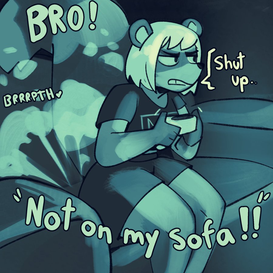 Rule 34 – annoyed annoyed expression anthro couch fart farting furry game controller gamer gaming gas hair mask (marking) raccoon dog sitting sofa tail talking to another tanuki veruveru21 | 11693129