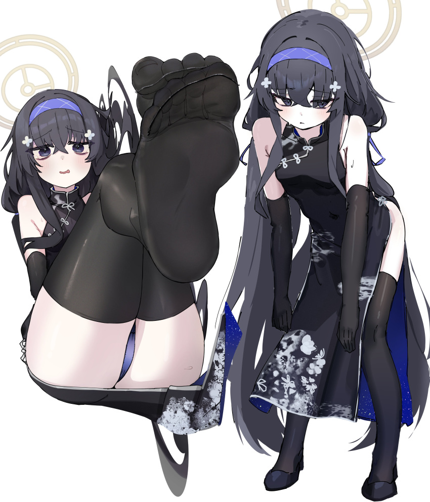 Rule 34 – ass bags under eyes bent over black hair black thighhighs blue archive blue panties blush china dress feet feet focus female foot focus halo hips kilabo legs up long black hair long hair pale skin panties quipao thighhighs thighs ui (blue archive) | 11781177
