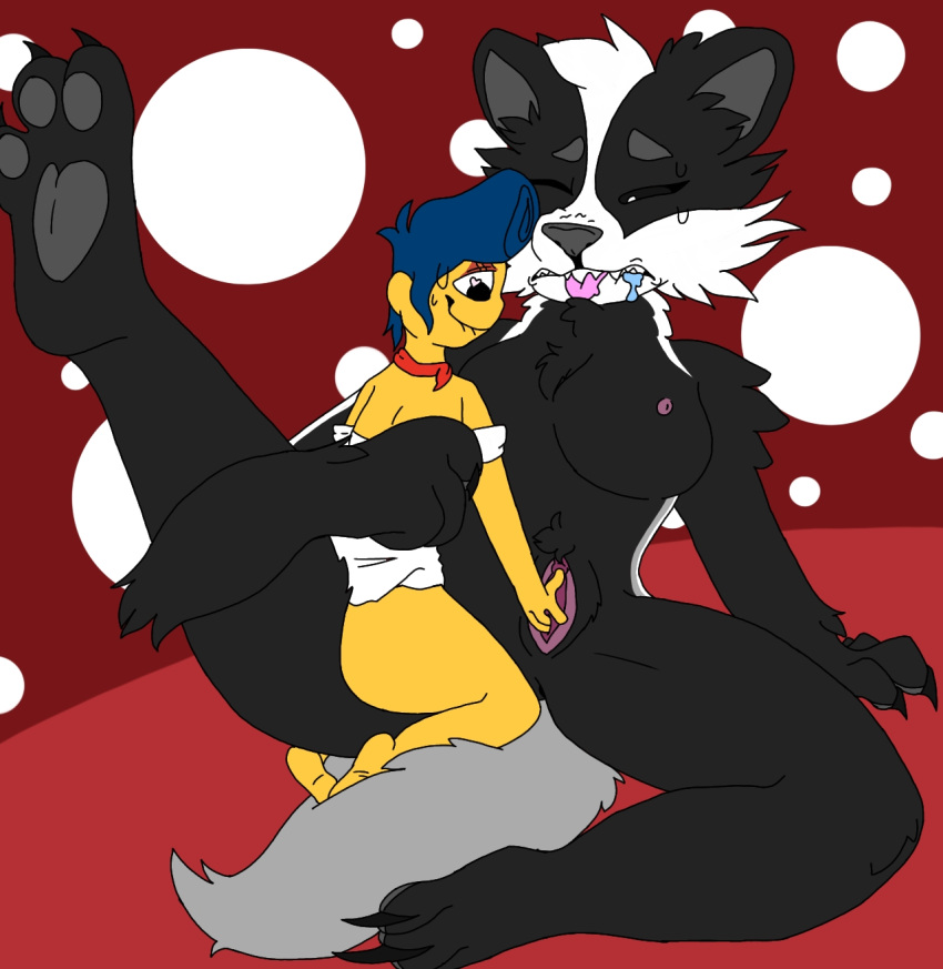 Rule 34 – anthro black body black fur black hair claws claws-and-paws claws out drool drool on face drooling feet fingering fingers legs legs apart legs spread oc original original character pawpads paws teeth teeth bared teeth clenched teeth showing teeth visible toes wally darling (welcome home) welcome home (puppet show) white fur white hair | 9792622