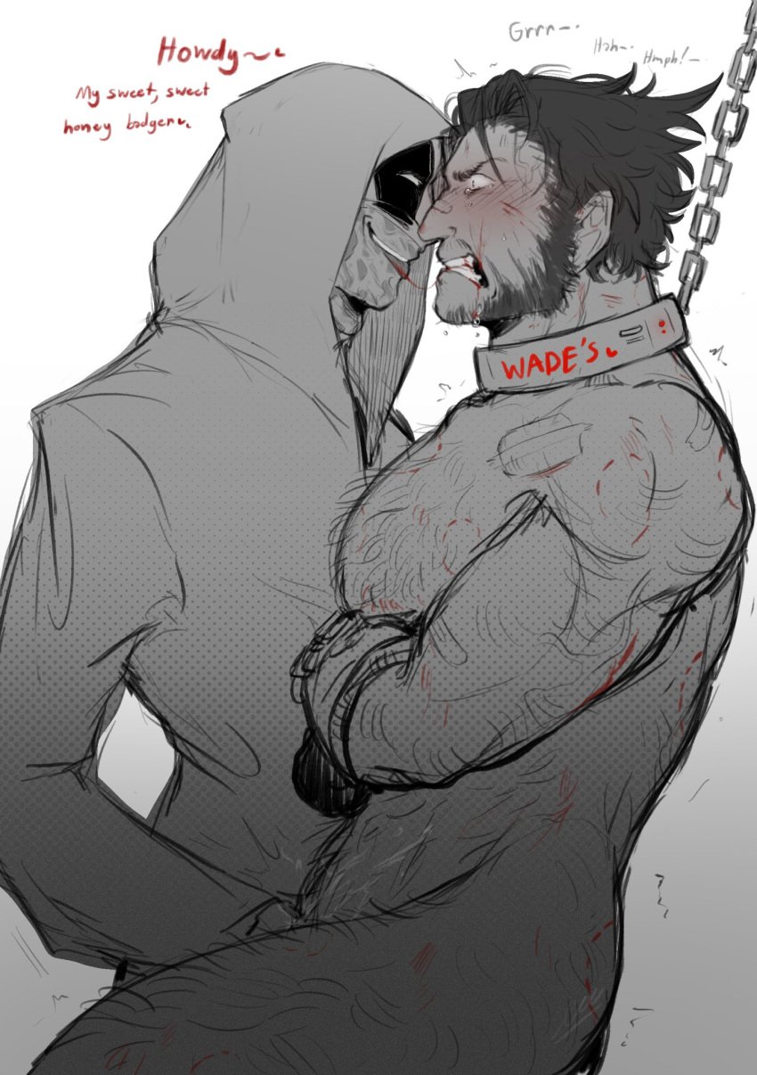 Rule 34 – 1cuntboy 2boys after kiss andromorph andromorph/male baimonbluewhale blood chain leash chains collar cuntboy cuntboy/male deadpool deadpool & wolverine (2024) dominant male domination english text fingering full-face blush gay hairy chest hood up intersex james howlett large pectorals logan (x-men) looking at another male male focus male only marvel marvel cinematic universe muscular male nude pectorals pussy juice questionable consent rape short hair smirk teeth wade wilson wolverine (x-men) x-men yaoi | 11741026