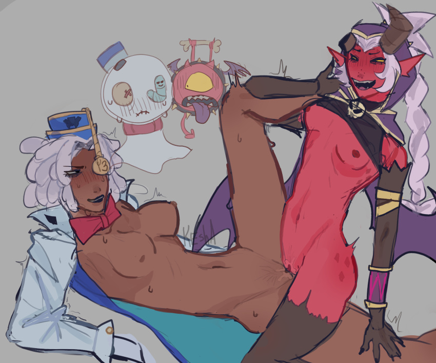 Rule 34 – brawl stars dark-skinned female demon demon girl demon horns demon willow (brawl stars) female girl gris-gris(brawl stars) halloween horns horny horny female juju (brawl stars) red body red skin scissoring scissors scissors position tribadism two girls white hair willow (brawl stars) yuri | 11572003