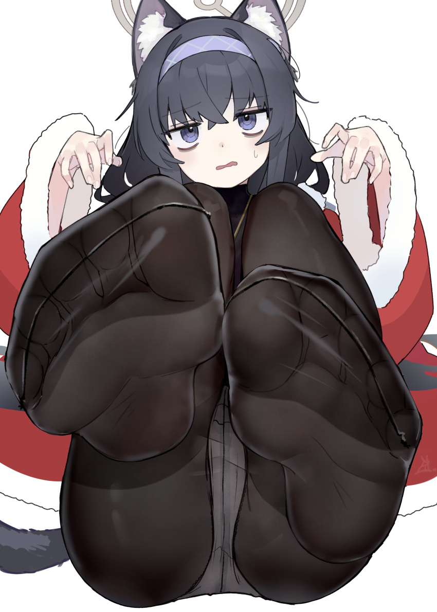 Rule 34 – bags under eyes blue archive cat ears feet feet focus feet visible through clothing foot focus kilabo looking at viewer nervous on floor panties pantyhose toes ui (blue archive) | 11781138