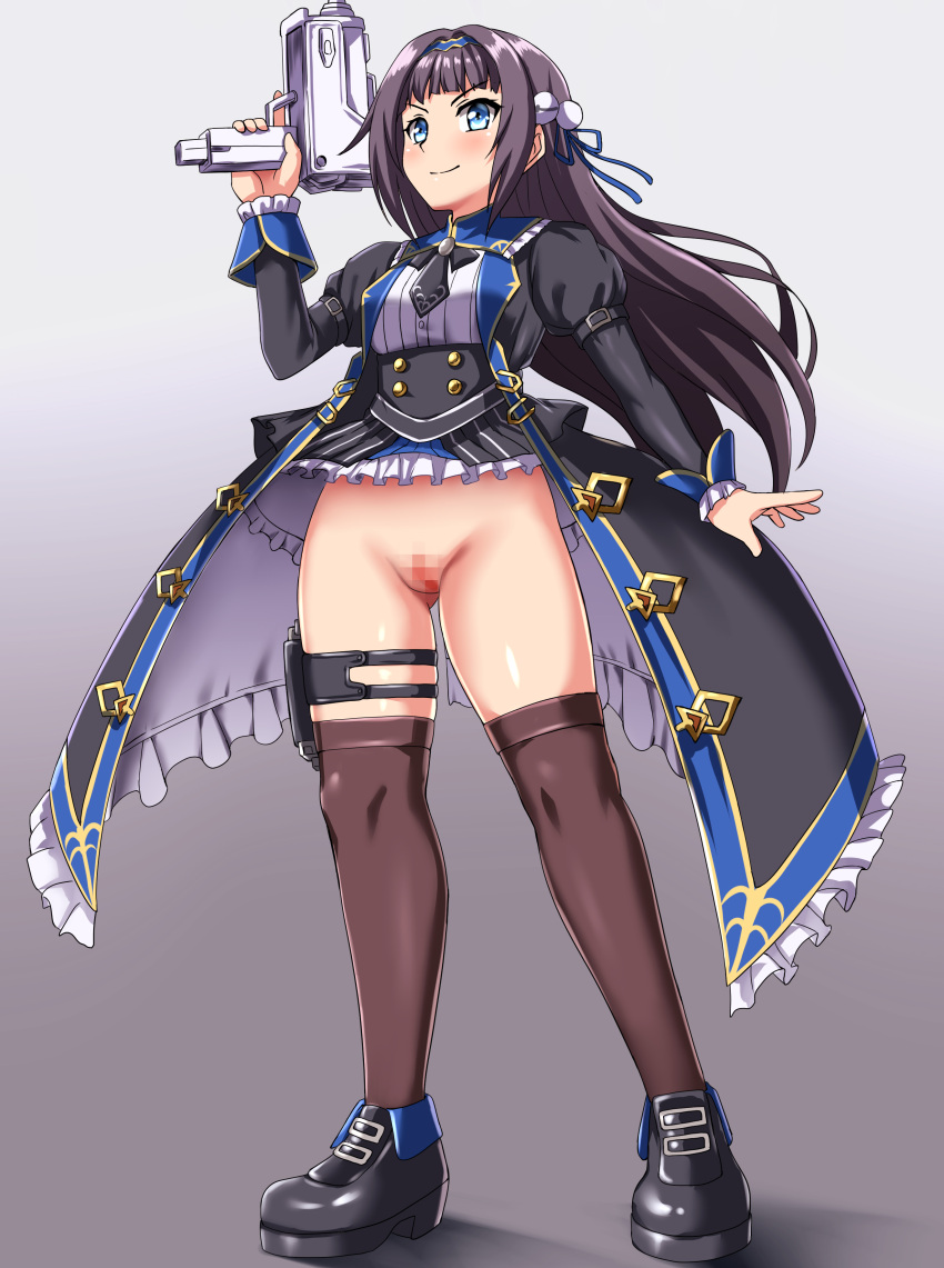Rule 34 – absurdres blue eyes blush breasts brown hair censored coat commission female frilled skirt frills full body gal guardians gal gun (series) gun hairband high-waist skirt highres juliet sleeves kamizono shinobu long hair long sleeves mac-10/11 medium breasts microskirt mosaic censoring no panties pixiv commission puffy sleeves pussy revealing clothes shiny skin skindentation skirt smile solo submachine gun thigh strap thighhighs trigger discipline very long hair weapon zanntetu | 11557272