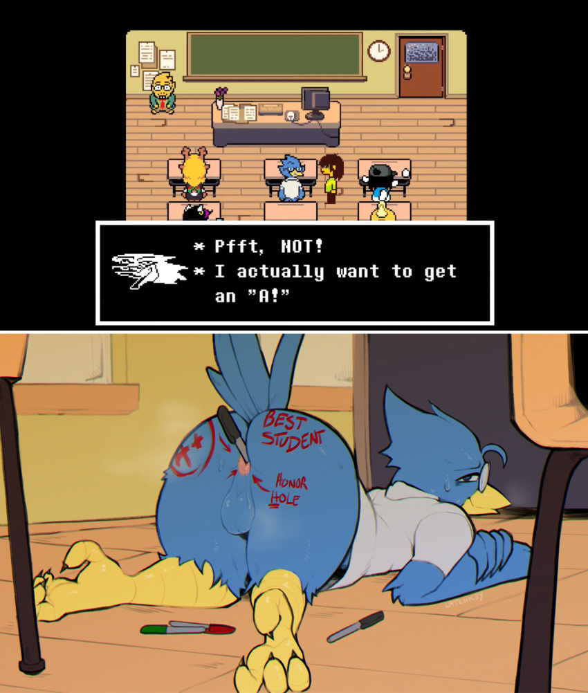 Rule 34 – 1boy 1male 2022 2d 2koma 3rd party edit 4 toes absurd res anthro anus anus focus anus peek artist signature ass ass focus ass up avian balls ballsack bedroom eyes berdly big ass big butt bird bird feet blue body blue feathers blue perineum body writing bottomless classroom deltarune digital media (artwork) edit english text eyebrows floor genitals glasses half-closed eyes half-dressed highres humanoid genitalia instant loss 2koma latchk3y looking at viewer looking pleasured male male focus male only marker markers narrowed eyes nude object in ass object insertion on floor on stomach partially clothed partially nude pink anus pov presenting hindquarters raised tail school short sleeves smile solo solo focus steam sweat sweatdrop sweaty sweaty balls sweaty butt tail feathers toying self undertale undertale (series) video game video game character wings wooden floor writing on ass writing on body writing on skin yellow beak | 11252924