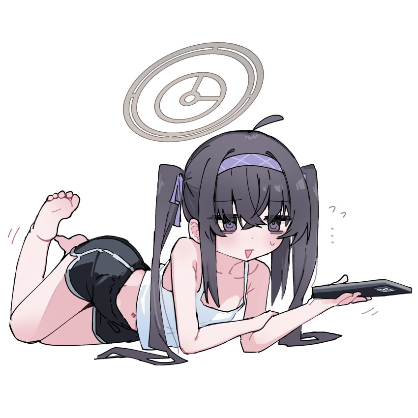 Rule 34 – bags under eyes belly button blue archive dolphin shorts feet feet up kilabo laying down laying on stomach on stomach ui (blue archive) | 11781199