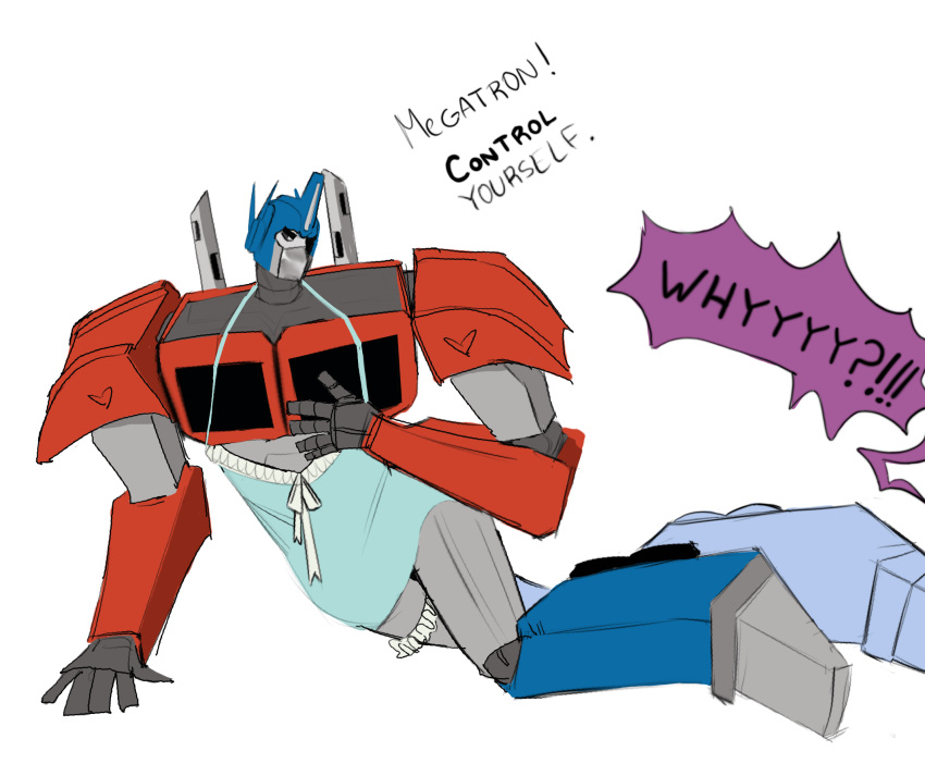 Rule 34 – autobot babydoll lingerie crossed legs cybertronian exclamation gay hand on chest hasbro humanoid laying on side lingerie megatron optimus prime robot straps text transformers transformers prime | 12122672
