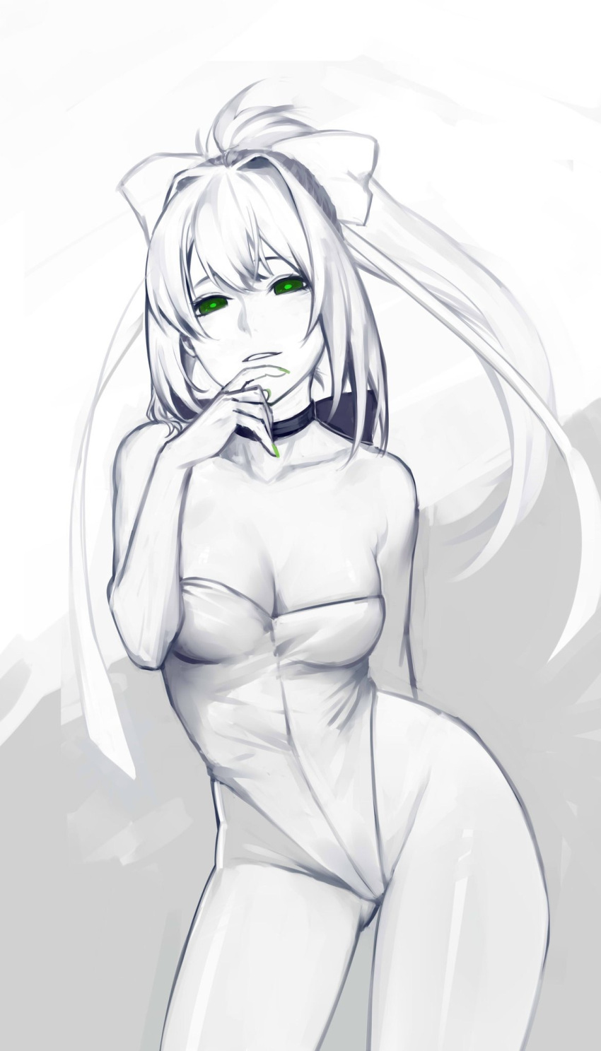 Rule 34 – 1female 1girls artist request artist unknown bow breasts bunnysuit cleavage collar collarbone doki doki literature club female female focus female only green eyes monika (doki doki literature club) source request tagme (artist) thighs unknown artist unknown source | 12090269