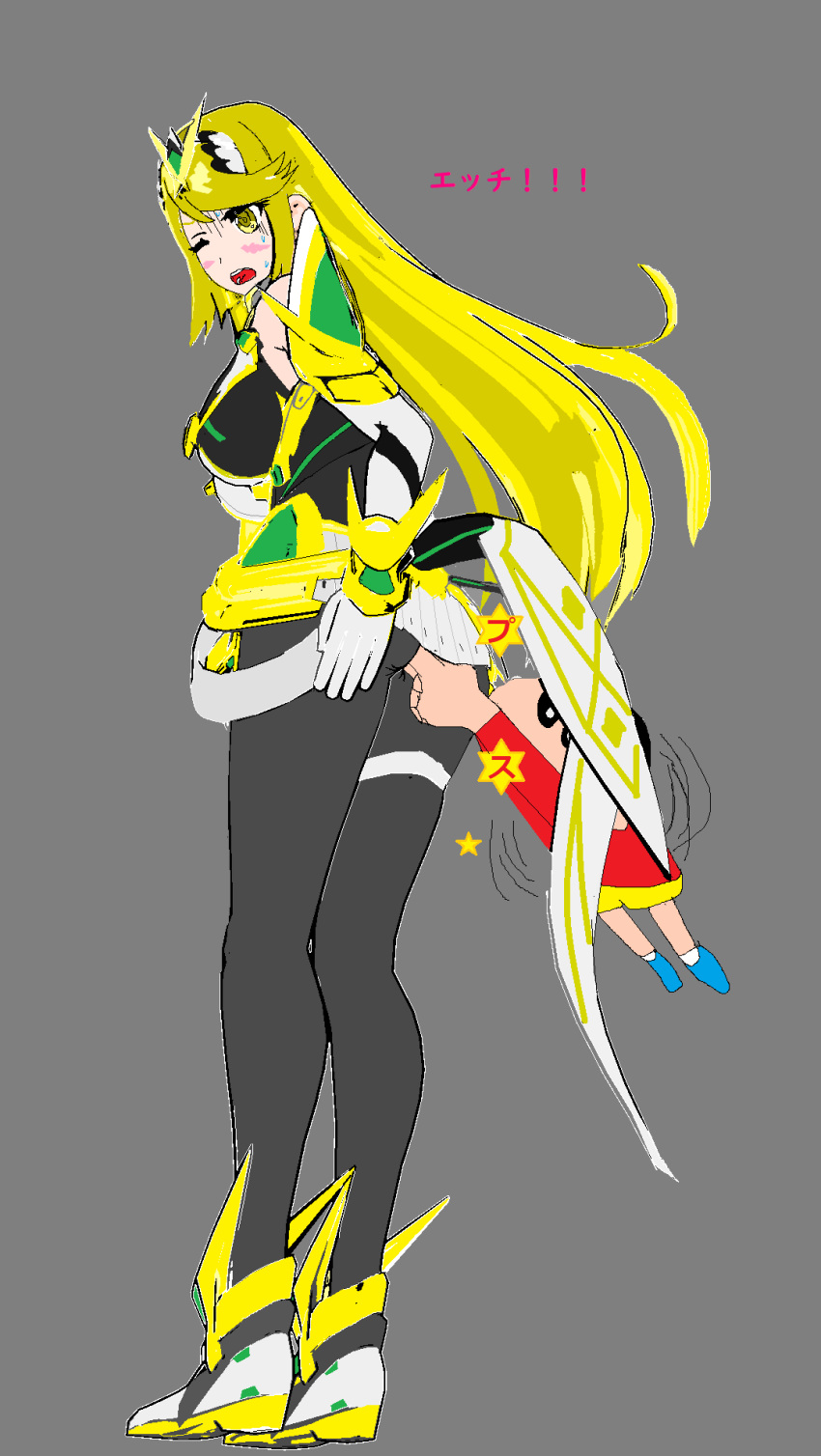 Rule 34 – 1boy age difference blonde hair commentary request crayon shin-chan crossover female grey background highres kanchou long hair mythra (xenoblade) nohara shinnosuke pymy7980 translated xenoblade chronicles (series) xenoblade chronicles 2 yellow eyes | 12095389