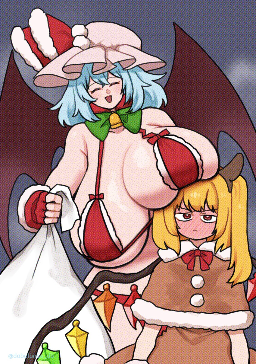 Rule 34 – 2girls big breasts bigger female blonde female blonde hair blue hair blue hair female blush breast size difference breasts breasts bigger than head christmas christmas outfit clothed clothed female clothing dobolonge female flandre scarlet flat chest fully clothed height difference huge breasts humanoid implied incest incest larger female light-skinned female light skin mature female milf remilia scarlet sister sisters size difference small breast thighs touhou touhou project vampire vampire girl yuri | 12102259