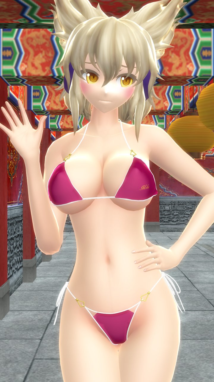 Rule 34 – 1girls 2023 3d belly button bikini blonde hair female blush breasts cleavage hand on waist hati yukkuri mmd headset hips human jpeg light-skinned female looking away mausoleum mmd one arm up short hair female shy solo female solo focus swimsuit touhou toyosatomimi no miko waist waving at viewer yellow eyes | 12161382