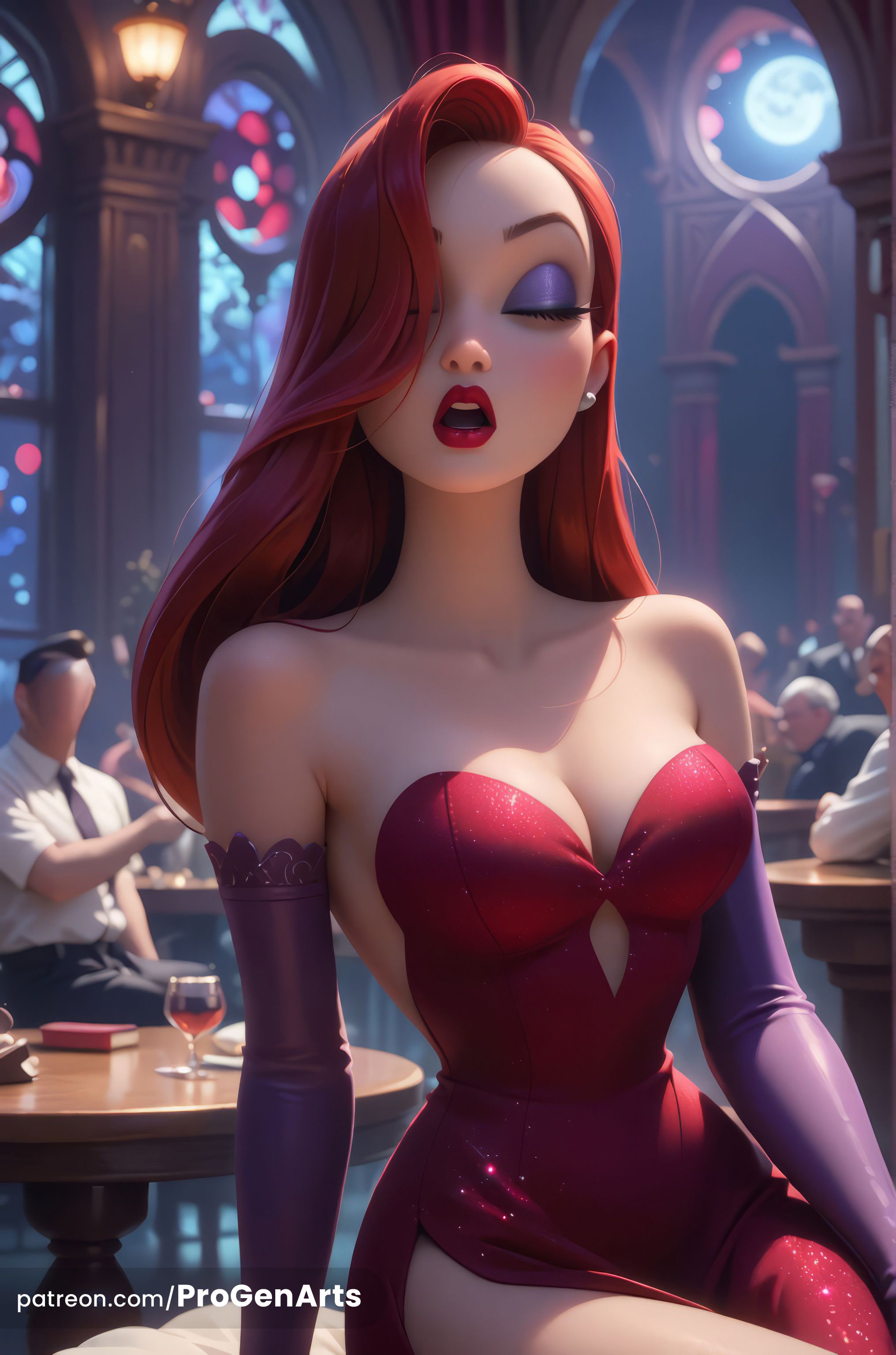 Rule34 – 1girls ai_generated alcohol artist_name bare_shoulders breasts cleavage closed_eyes cocktail_dress collarbone cup dress drinking_glass earrings elbow_gloves eyeshadow faceless faceless_male gloves hair_over_one_eye indoors jewelry lipstick long_hair makeup medium_breasts moon multiple_boys necktie open_mouth progenarts purple_gloves red_dress red_hair red_lips side_slit sitting solo_focus strapless strapless_dress table web_address wine wine_glass