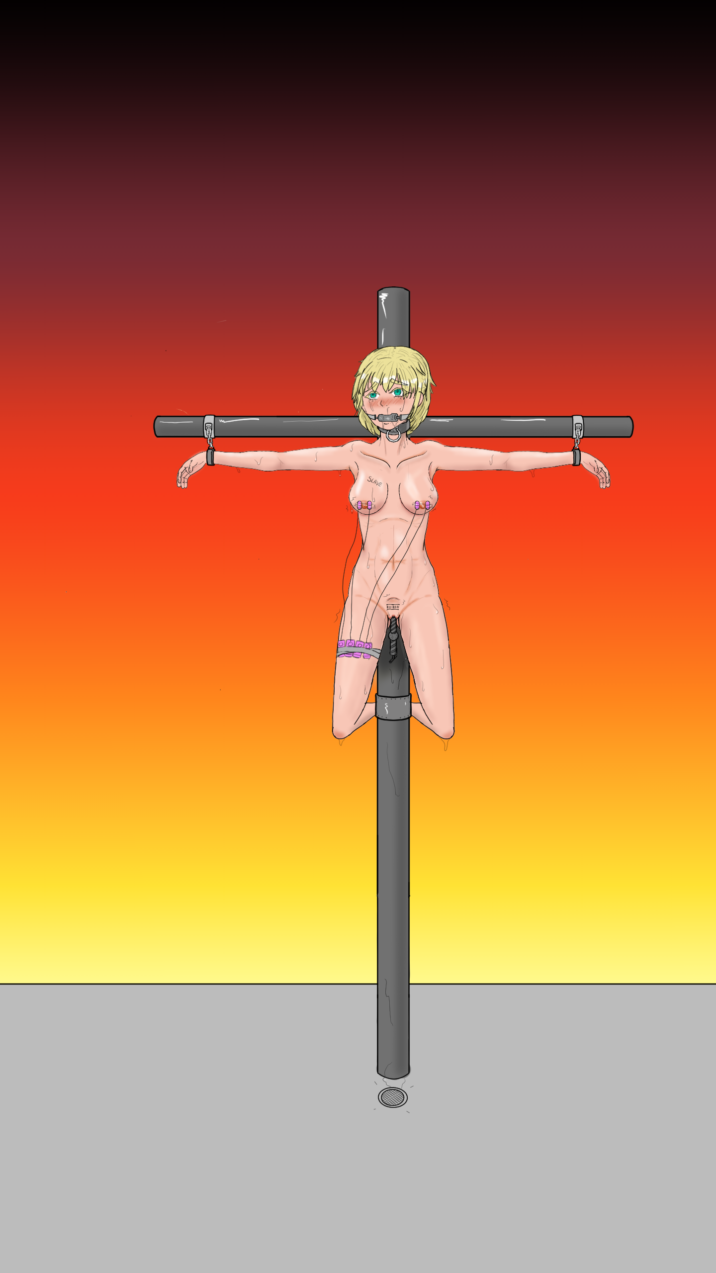 Rule34 – 1girls blonde_hair bondage bound bound_wrists collar crotch_tattoo cuff_(restraint) female female_only femsub gag gagged green_eyes metal_collar multiple_vibrators overback1 sex_toy stationary_restraints steel_bondage tattoo vibrator vibrator_controller vibrator_cord vibrator_on_nipple wrist_cuffs