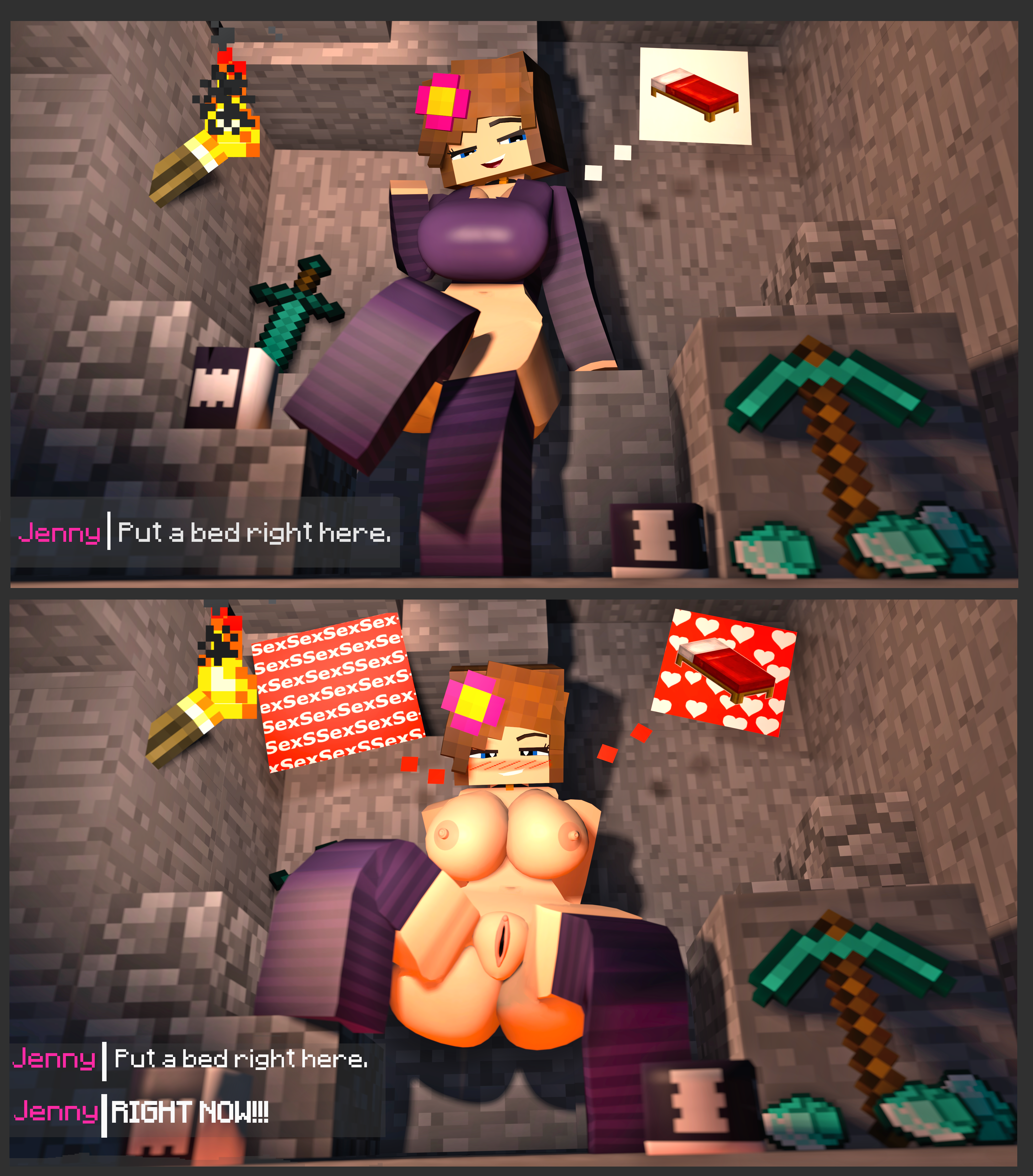 Rule34 – bottomless cave female_focus female_only flower_in_hair heart_symbol indoors inviting_to_sex jenny_belle_(slipperyt) large_areolae large_ass large_breasts reference seductive_look solo_focus stockings sword text_box torch