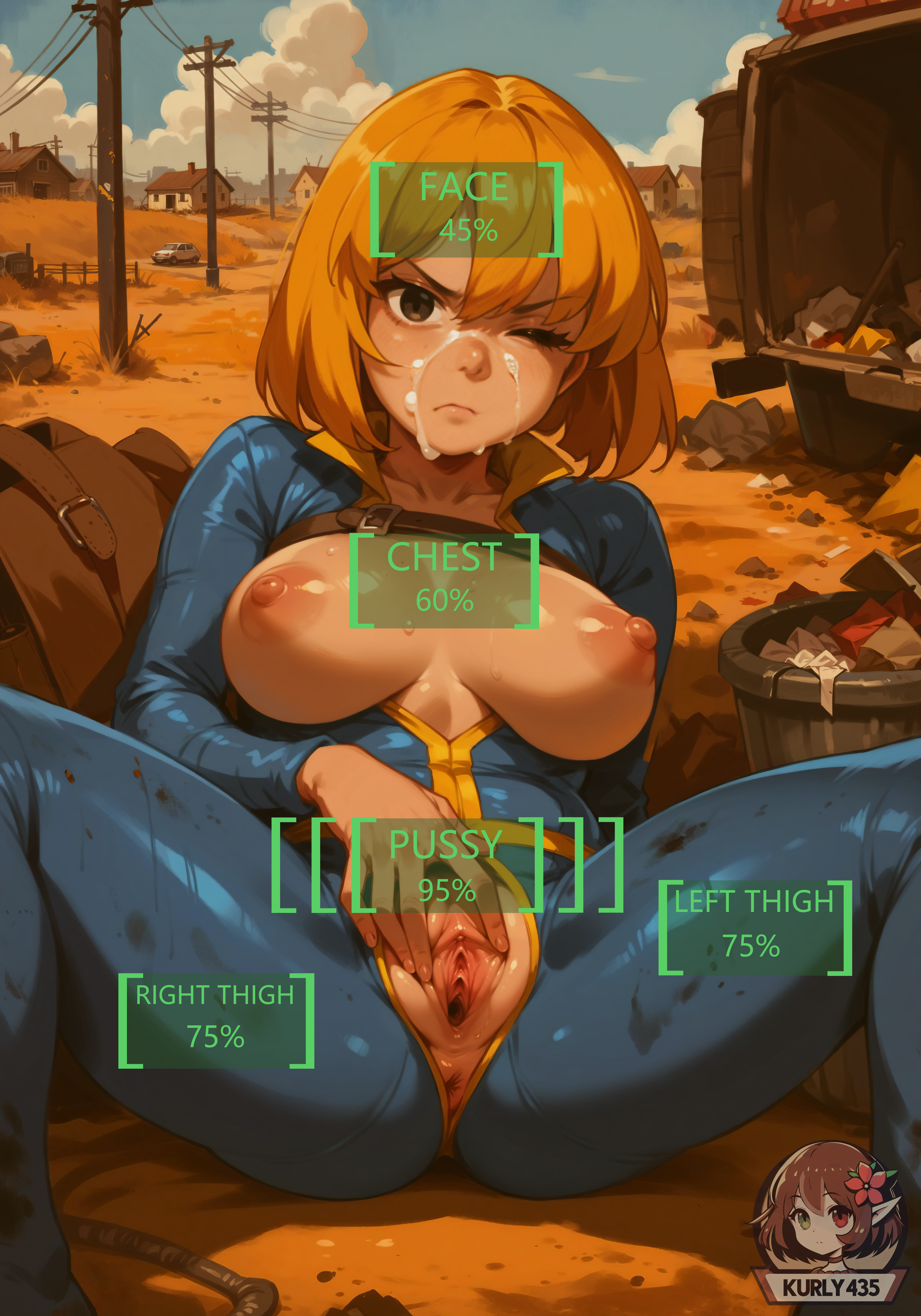 Rule34 – ai_generated anus artist_logo blonde_hair car cum_on_face grey_eyes kurly435 large_breasts medium_hair one_eye_closed open_clothes pussy spread_pussy trash trash_can upset v.a.t.s. vault_suit wasteland