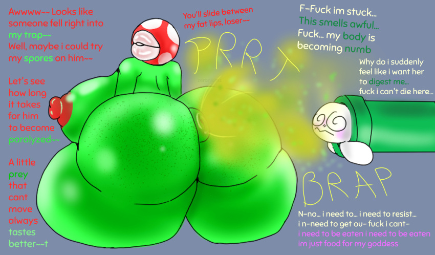 Rule 34 – anthrofied fart fart cloud fart fetish farting farting in face farting on face farts green body huge ass huge breasts mario (series) mario and luigi (series) piranha plant piranha plant girl spores tagme text vore zeraniumz | 12289212