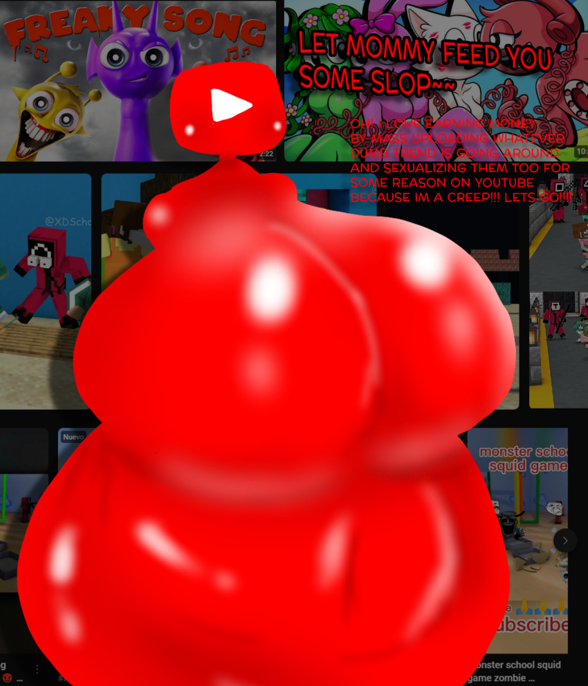Rule 34 – breasts breasts bigger than head breasts out chubby female cringe huge breasts no nipples red body tagme what why wtf youtube youtube (socialmedia humanized) youtube logo youtube thumbnail zeraniumz | 12244648