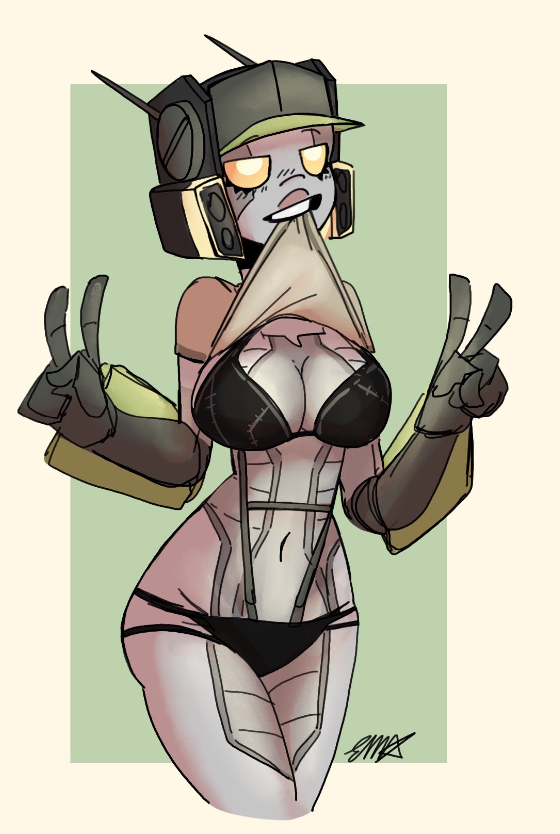 Rule 34 – biting shirt bra and panties cybertronian lifting shirt looking at viewer robot robot girl sparkplug star-the-skeleton transformers | 12599027