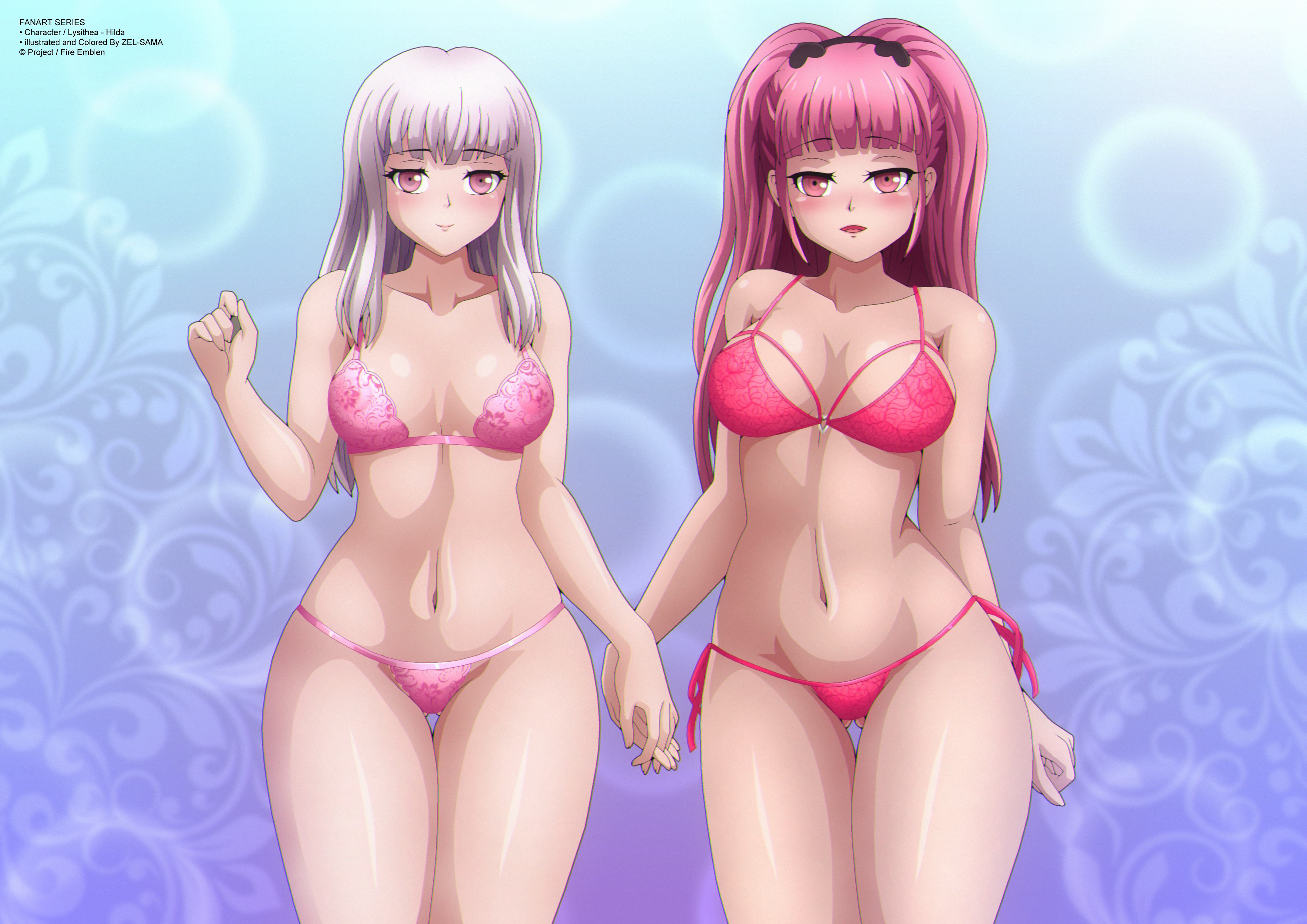 Rule34 – 2girls big_breasts blush bra bubble_background collarbone grey_hair hairband high_res holding_hands long_hair looking_at_viewer medium_breasts multiple_girls navel open_mouth panties pink_bra pink_eyes pink_hair pink_panties red_bra red_panties side-tie_panties smile standing twintails underwear