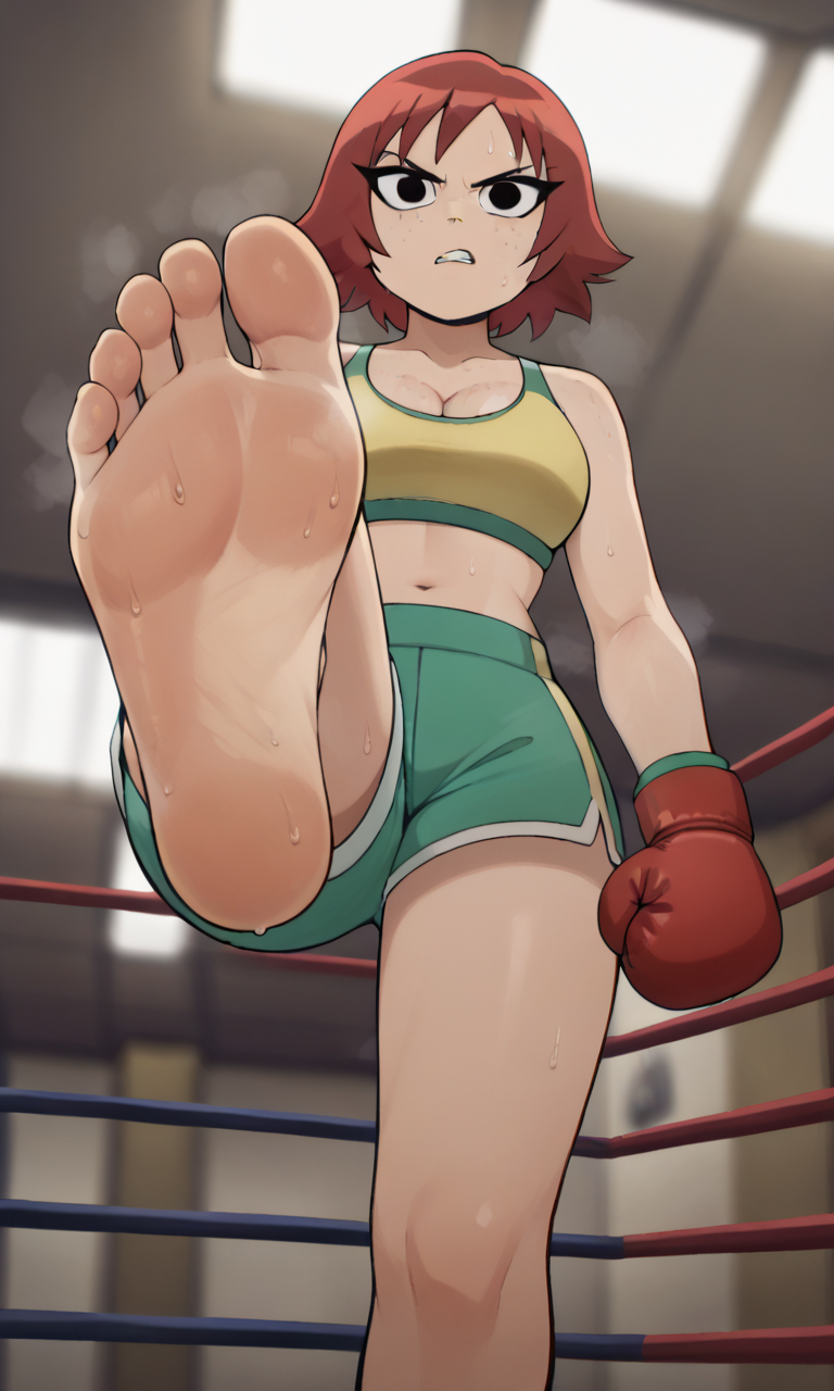 Rule 34 – ai generated ass bigmic145 black eyes boxer boxing gloves boxing ring breasts cleavage crop top dolphin shorts eyeshadow female female only foot fetish foot focus freckles freckles on face kim pine medium breasts navel netflix red hair scott pilgrim scott pilgrim takes off solo solo female stepped on sweat sweatdrop sweating sweaty feet trampling | 12673076