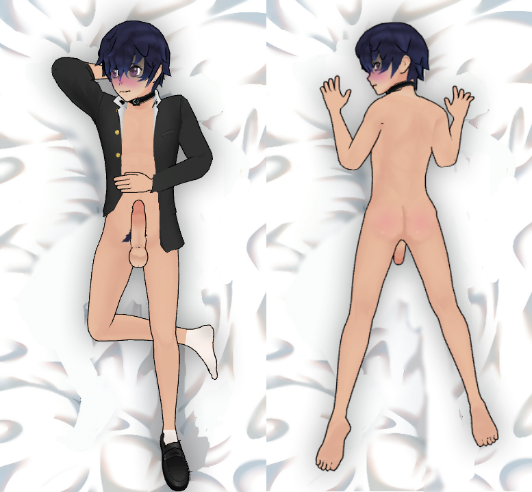 Rule 34 – blush body pillow embarrassed lying lying on back lying on bed lying on stomach male male focus shin higaku yandere simulator | 12561273