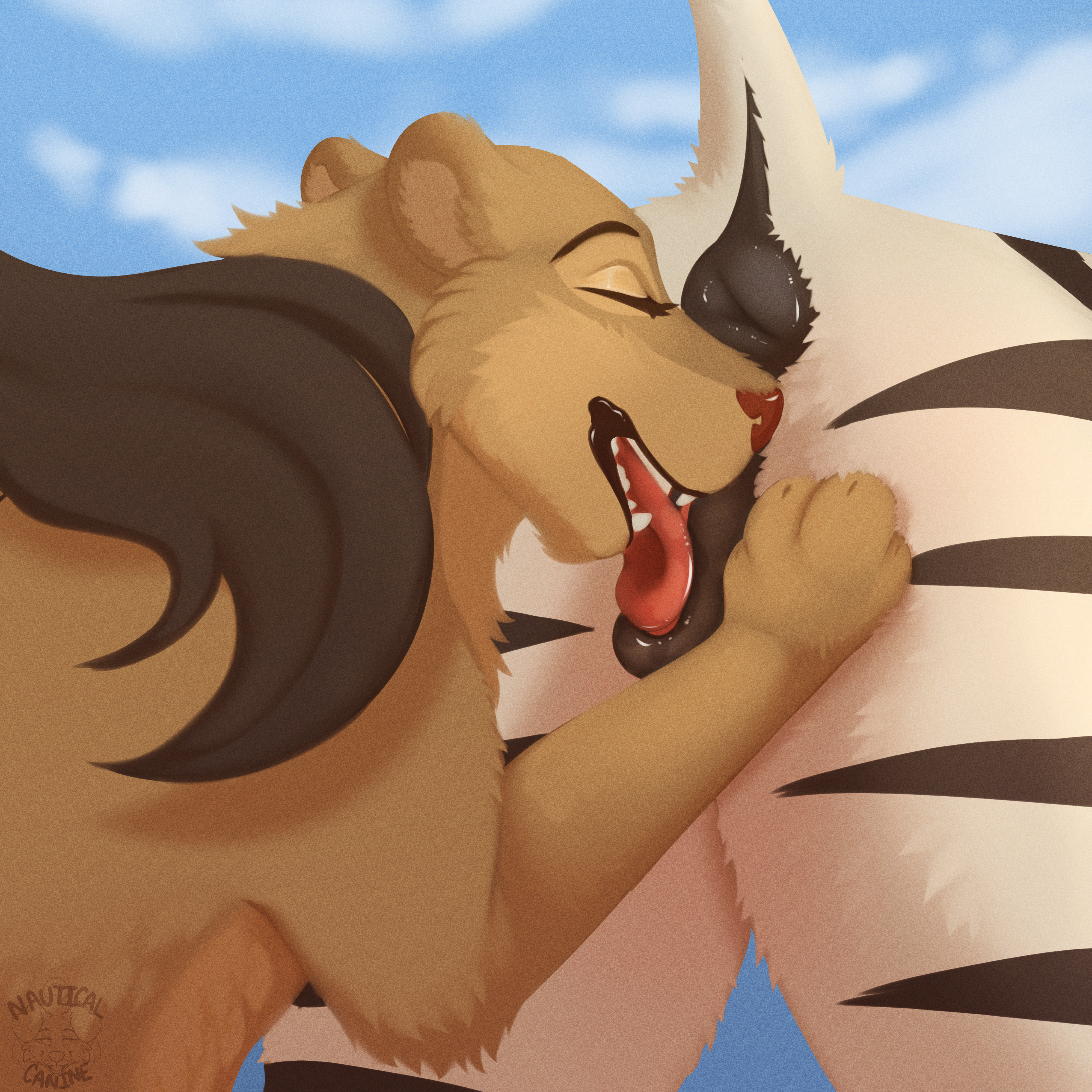 Rule34 – anatomically_correct anatomically_correct_genitalia anatomically_correct_pussy animal_genitalia animal_only animals_only anus black_stripes cunnilingus duo equid equine felid female female/female feral fur furry furry_only genitals lion mammal nauticalcanine oral pantherine predator/prey pussy sex stripes tan_body tan_fur vaginal_penetration white_body white_fur zebra