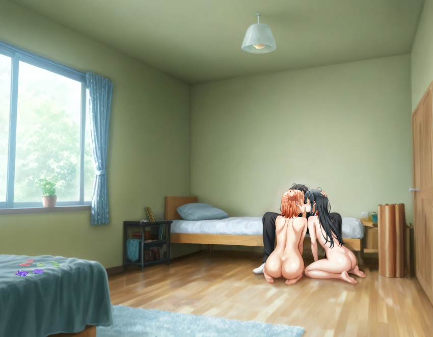 Rule 34 – 2girls ai generated black hair collaborative fellatio fellatio hikigaya hachiman my teen romantic comedy snafu not loli ai orange hair yuigahama yui yukinoshita yukino | 12566643