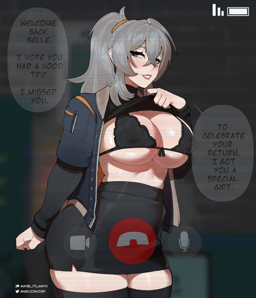 Rule 34 – 1girls angelicsavior1 big breasts black bra black nails black skirt black thighhighs bra breasts clothed crossed bangs curvy curvy female english text female front-tie bra genderswap (mtf) green eyes grey hair high-waist skirt implied incest incest incest (lore) lace-trimmed bra large breasts lifted by self lingerie long hair miniskirt older sister paid reward available ponytail rule 63 skirt solo sweater lift text thick thighs thighhighs turtleneck underboob viewfinder wise (zenless zone zero) zenless zone zero zettai ryouiki | 12633731