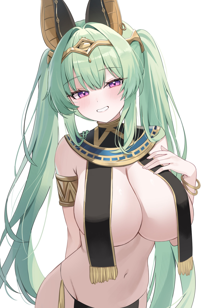 Rule 34 – absurdres ancient egyptian clothes animal ears arm behind back armlet azur lane bangle bare shoulders bracelet breast curtains breasts circlet cleavage cowboy shot dancer female fringe trim gold trim green hair grin hand up highres jackal ears jewelry large breasts long hair looking at viewer maggiore baracca (azur lane) maggiore baracca (the god craves punishment) (azur lane) nannung navel official alternate costume pelvic curtain purple eyes revealing clothes smile solo spaghetti strap stomach twintails usekh collar very long hair | 12708068