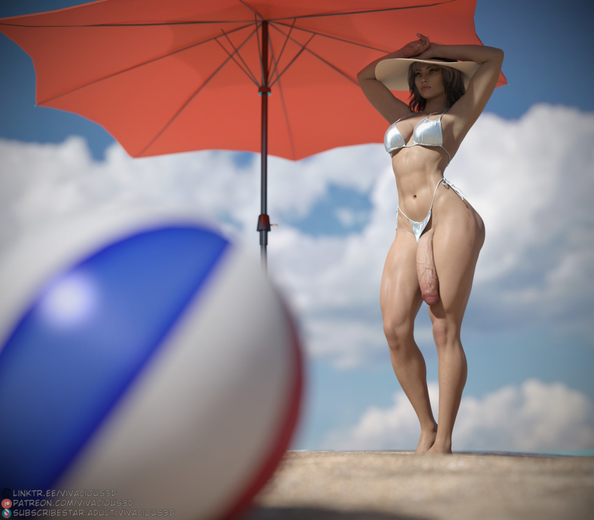 Rule 34 – 1futa 3d beach beach ball big penis bikini futanari hat penis penis out public exposure public nudity solo sun hat umbrella veiny penis vivacious3d | 12456973