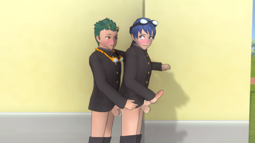 Rule 34 – 2boys gay gay sex hojiro zameshiro outdoors outside outside sex pants down reubenthepig080 tagme unagi denkashiza yandere simulator yaoi | 12561531