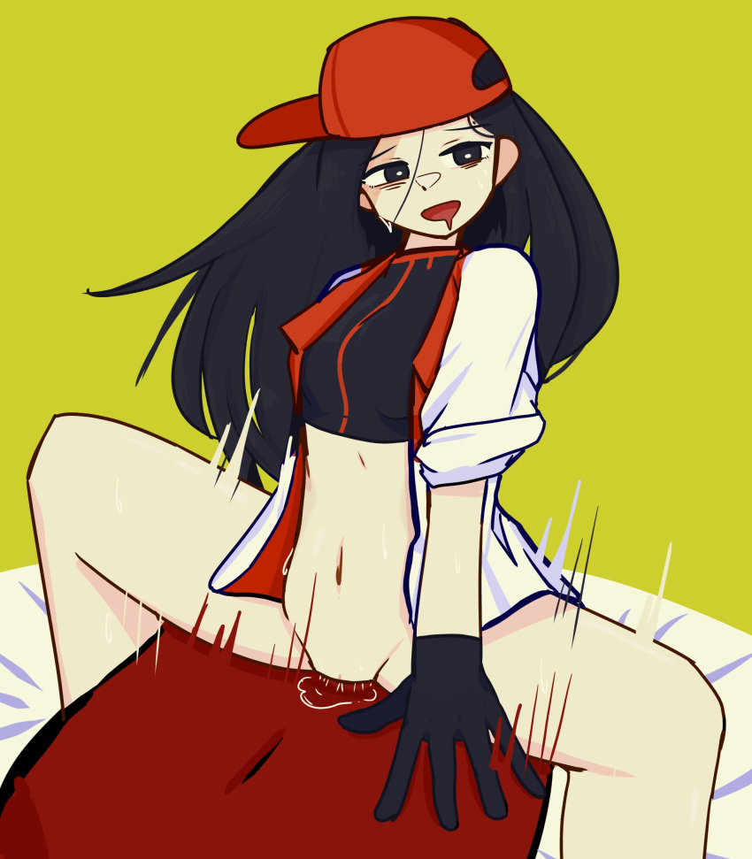 Rule 34 - 1boy 1girls Backwards Baseball Cap Backwards Hat Baseball Cap Bed  Sheet Black Eyes Black Gloves Black Hair Black Shirt Butcher Vanity  (synthesizer V) Crop Top Dark-skinned Female Drool Drooling