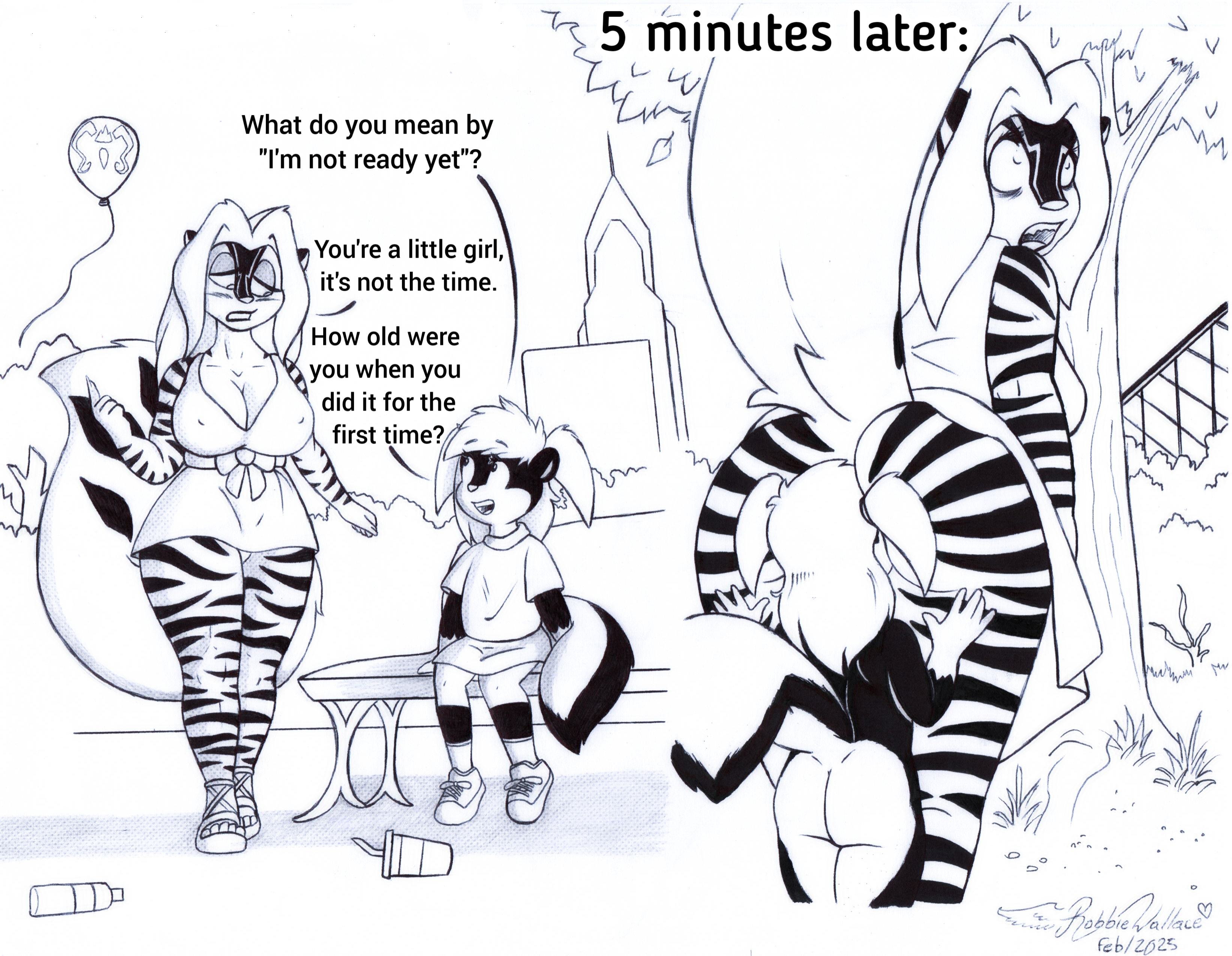 Rule34 – 2_panel_comic age_difference anthro ass duo male male/male mammal mephitid oral raised_tail robbiewallace sitting skunk standing tabitha_(sabrina_online) tail