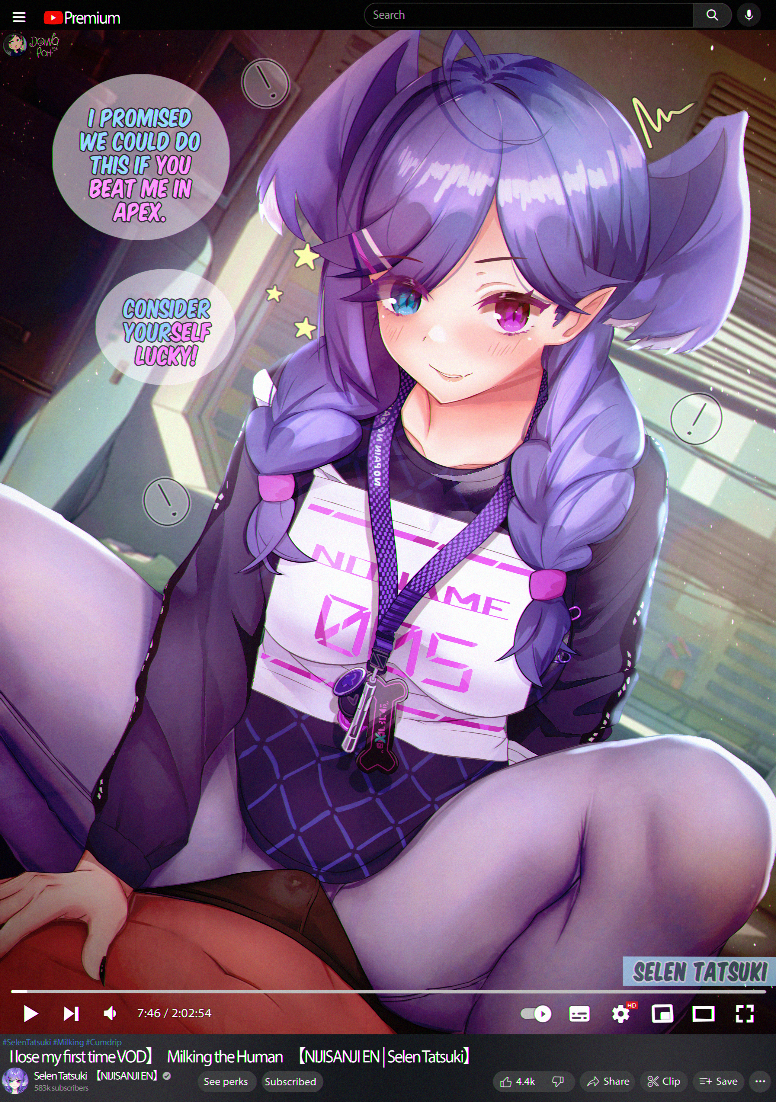 Rule34 – 1boy 1girls :) braided_hair bulge clothed clothes cowgirl_position dawa_pat dutch_angle fangs female head_wings heterochromia imminent_defloration imminent_sex indoors kemonomimi legwear light-skinned_female light_blue_hair lips livestream long_hair looking_at_viewer nail_polish nijisanji_en pants penis_bulge pointy_ears selen_tatsuki side_braids smile spread_legs squatting streaming user_interface