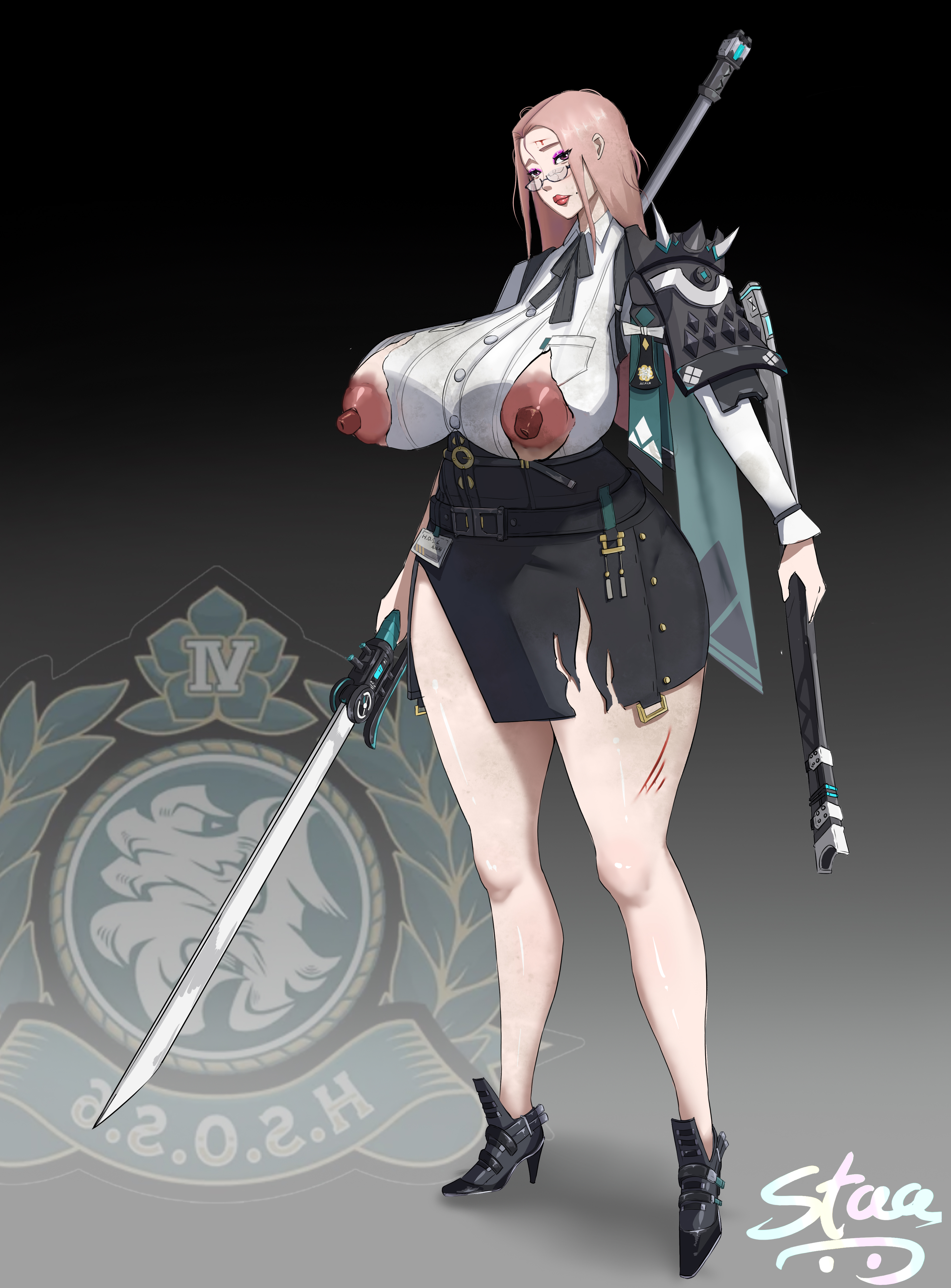 Rule34 – 1girls alternate_hairstyle areolae belt_buckle big_breasts black_skirt blood breasts breasts_out broken_glasses exposed_breasts eyeshadow eyewear female female_only footwear full_body glasses hair heels high_heels holding_weapon huge_breasts large_breasts legs lips long_hair mature mature_female mature_woman milf mole mole_under_mouth nipples office_lady pencil_skirt pink_hair purple_eyes purple_eyeshadow ripped_clothing scratch_marks solo solo_female spear staa_(pixiv) thighs tsukishiro_yanagi weapon zenless_zone_zero