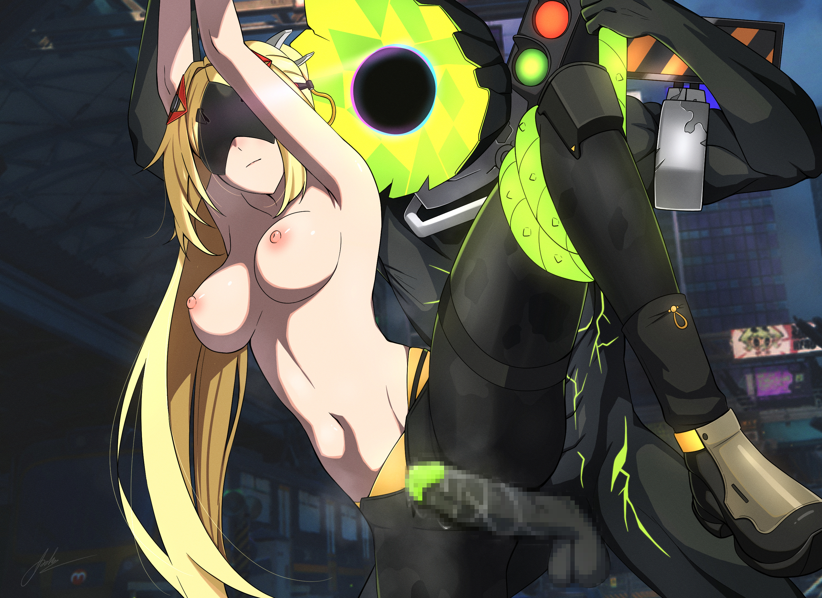 Rule34 – aoikito_lavender086 arms_up black_boots black_pants blonde_hair boots breasts closed_mouth ethereal_(zenless_zone_zero) eye_mask female imminent_rape large_breasts long_hair monster navel night nipples outdoors pants penis stomach straight topless trigger_(zenless_zone_zero) zenless_zone_zero zoophilia